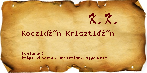 Koczián Krisztián névjegykártya